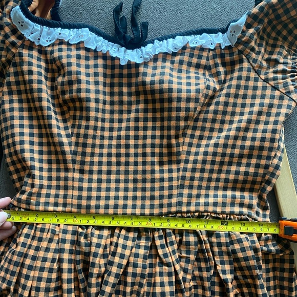 Vixen by Micheline Pitt Bardot Beauty Swing Dress in Orange Pumpkin Gingham - Picture 7 of 11